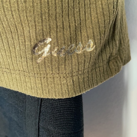 GUESS FACTORY WOMEN'S RANGER GREEN SHORT SLEEVE BLOUSE - Picture 4 of 6